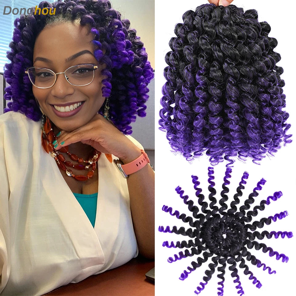 Wand Curl Crochet Braids Hair 8 Inch 1B 30 27 Bug Ringlet Twist Extensions with Jamaican Bounce Crochet Hair Crochet Curly Hair