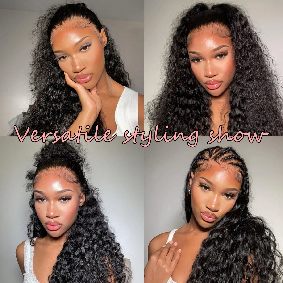 Curly 360 Lace Front Human Hair Wigs 250 Density Brazilian Deep Wave 40 Inch 13x6 HD Lace Frontal Wig 100% Human Hair Preplucked