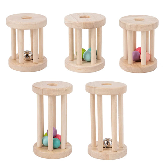 Baby Music Toy Wood Rolling Cage Bell Coloful Rattles & Mobiles Early Developmental Sound Infant & Toddler Musical Toys Boy Girl