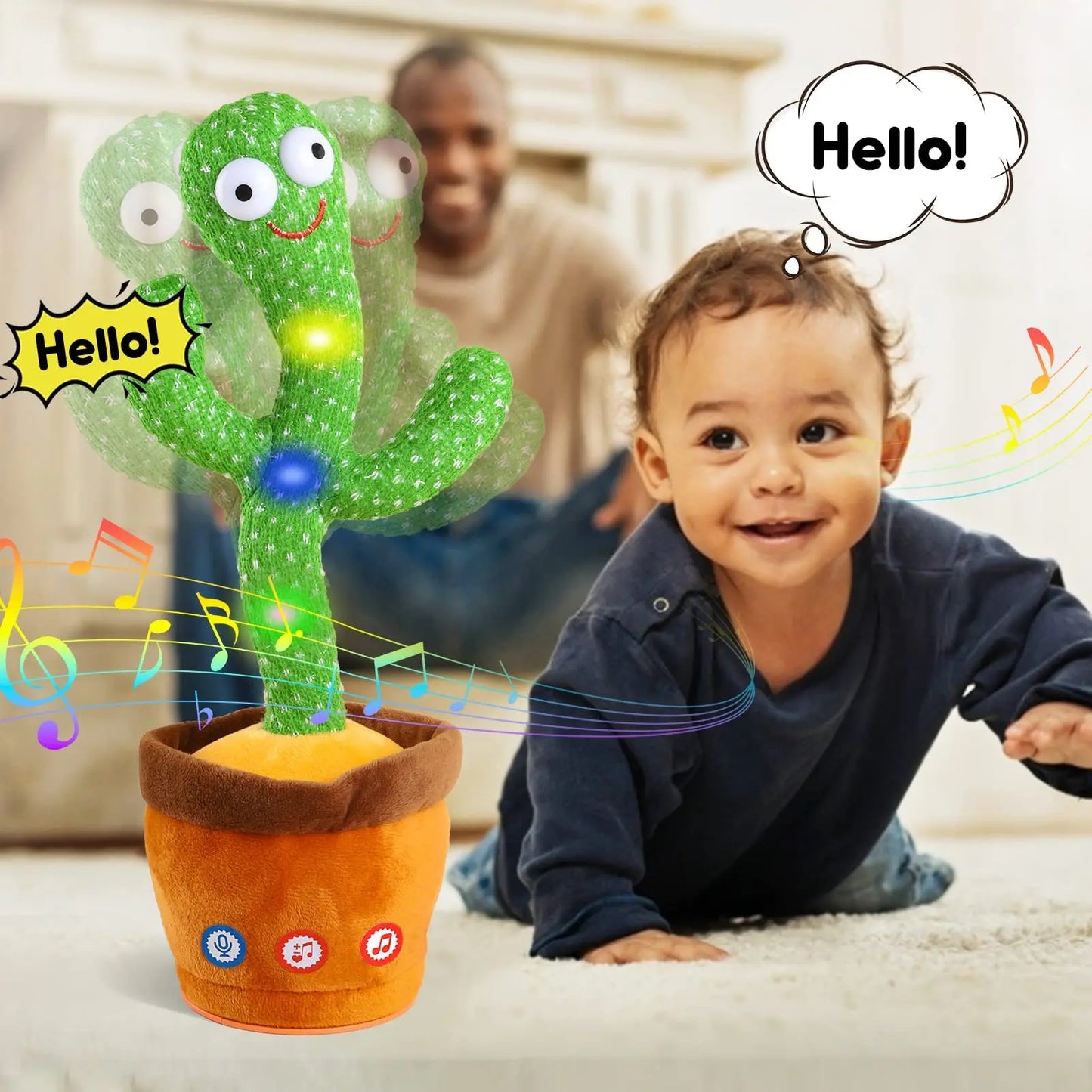 Kids Dancing Talking Cactus Toys Singing Mimicking Recording Repeating What You Say Cactus Plush Toy with 120 Song Dancing Smart