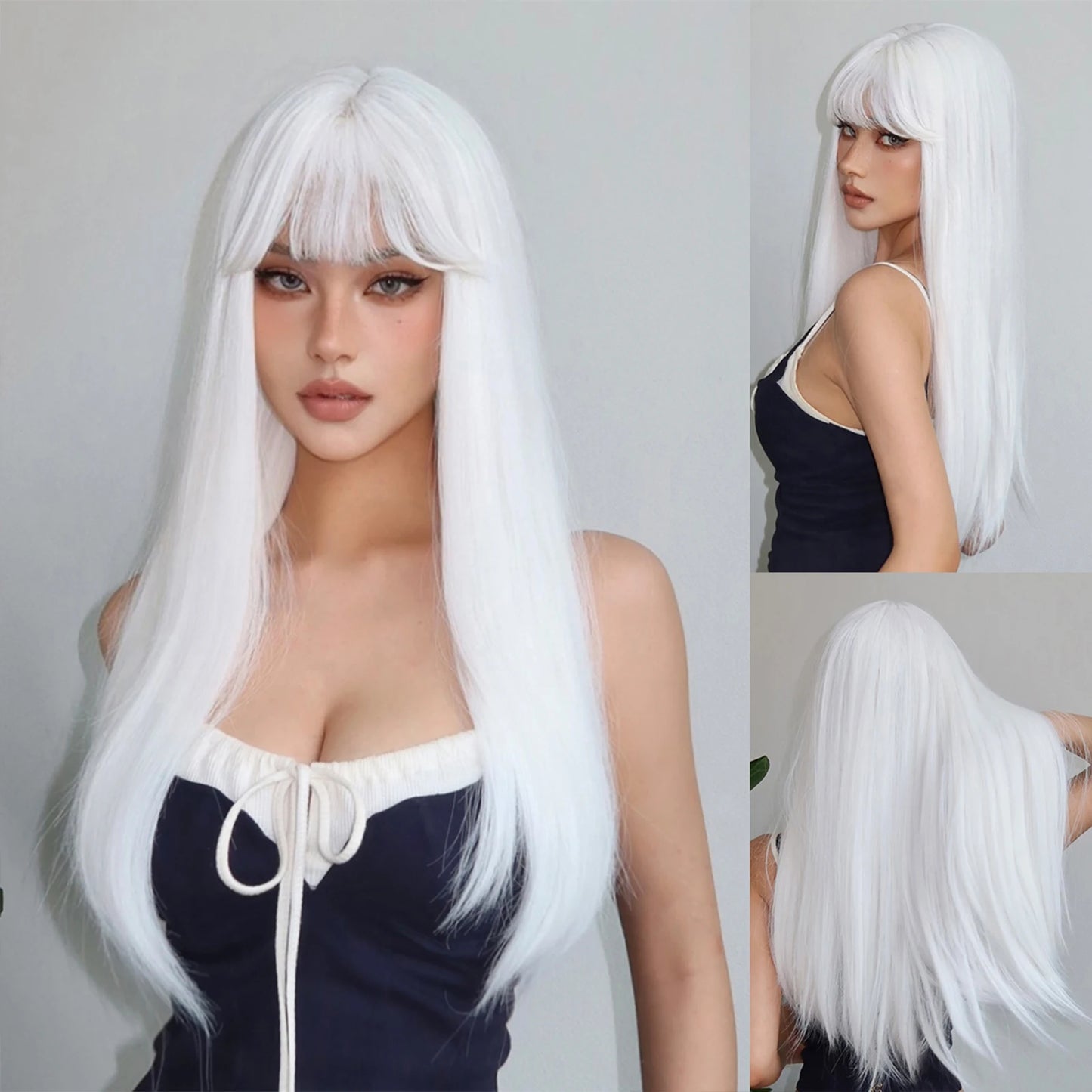 Blonde Golden Synthetic Wigs Long Straight Hair Natural Wig for Women Middle Part Wigs Cosplay Party Heat Resistant Fake Hair