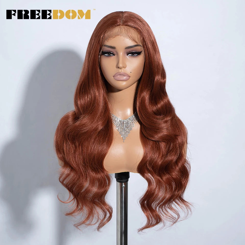 FREEDOM Synthetic Lace Front Wigs For Women  26“ Highlight Honey Brown Body Wave Wig Ombre Blonde Lace Wig Synthetic Cosplay Wig