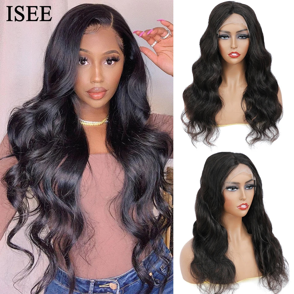 ISEE HAIR Peruvian Body Wave 13x4 Lace Frontal For Women  Cheap Human Hair Pre Bleached Knots Wig Full Lace Human Hair Wig