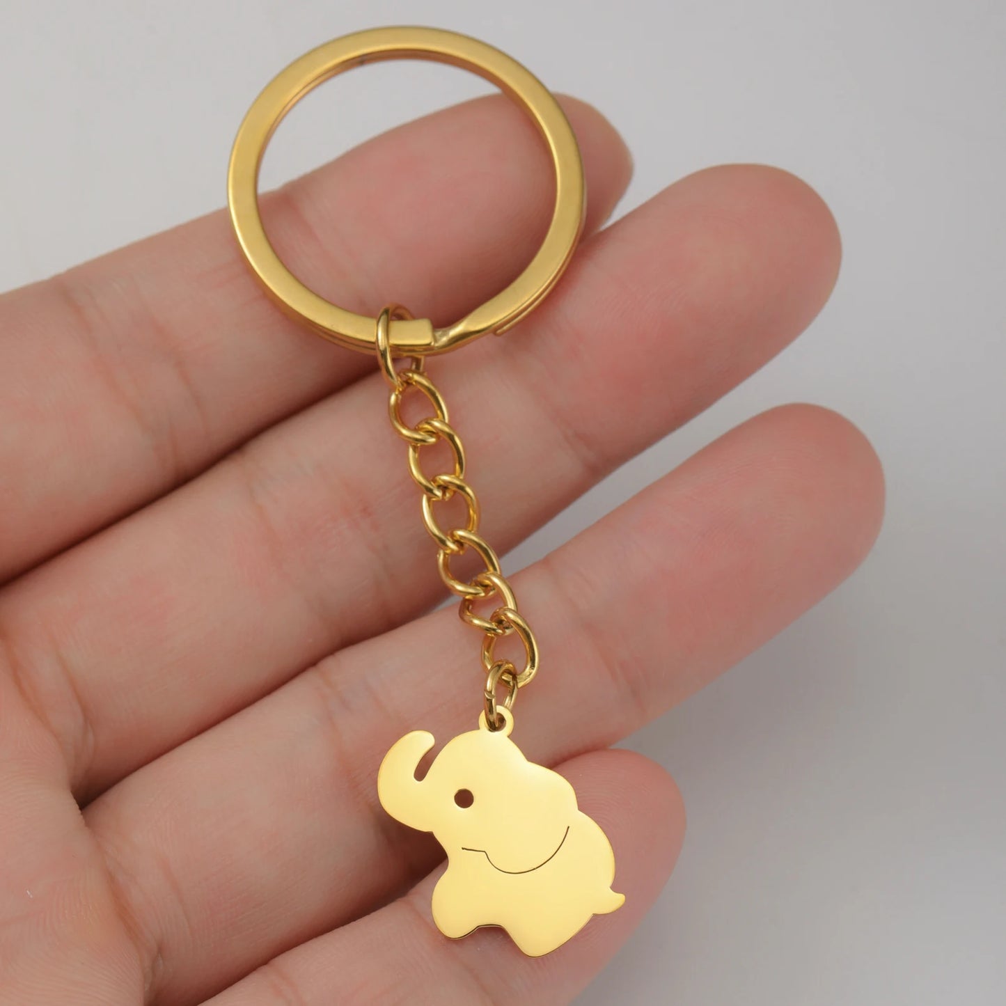 Lucktune Cartoon Elephant Pendant Key Chains for Women Men Stainless Steel Animal Bags Car Keyring Jewelry Valentine’s Day Gifts