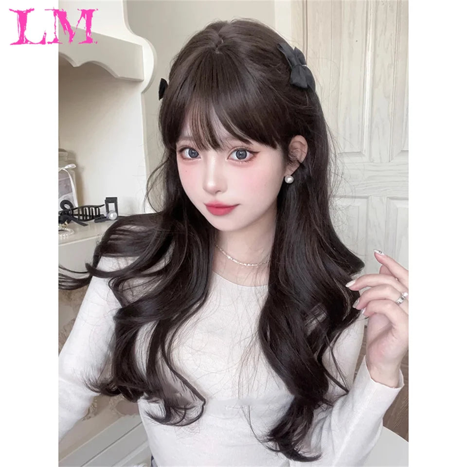 LM Wave Synthetic Wig for Black Women Wear Deep Curly Soft Wig Natural Black Color Replacement Wigs for Daily Party Use