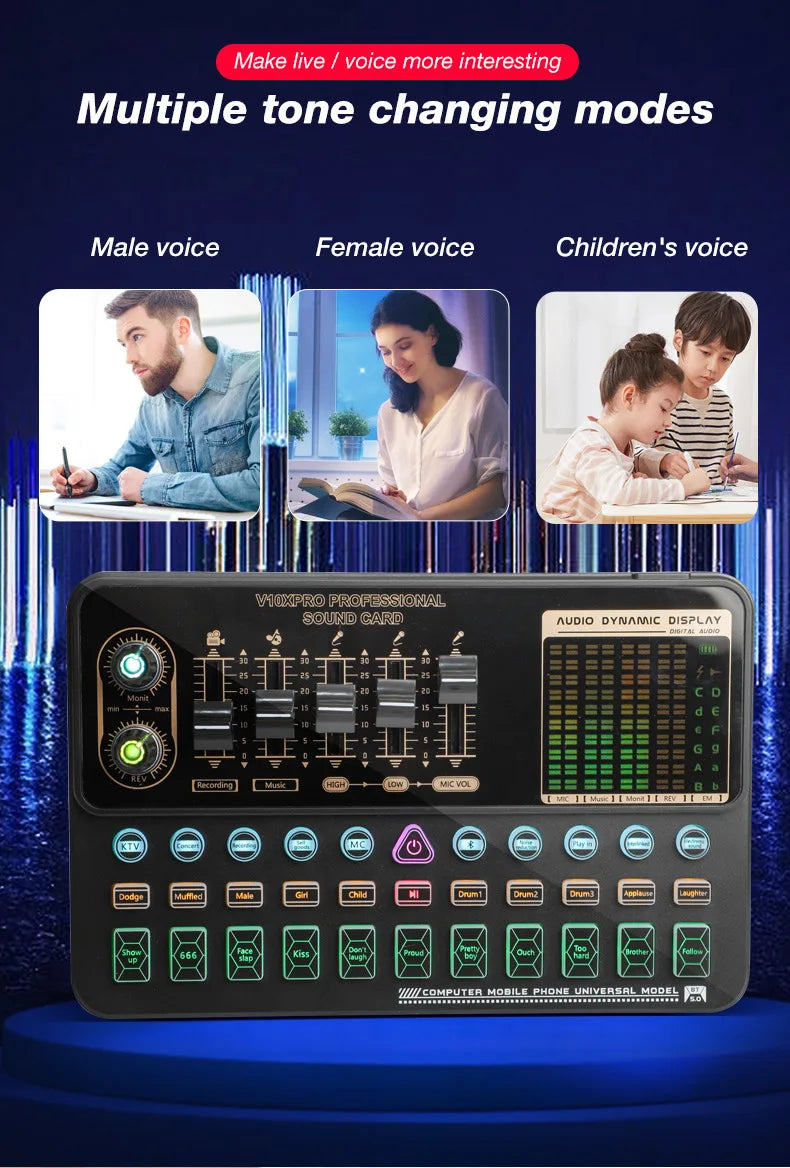 Computer Mobile Phone Live Steam Audio Studio Vocal Recording Fashion Studio Equipment Music Recording Microphone Kit V10XPRO