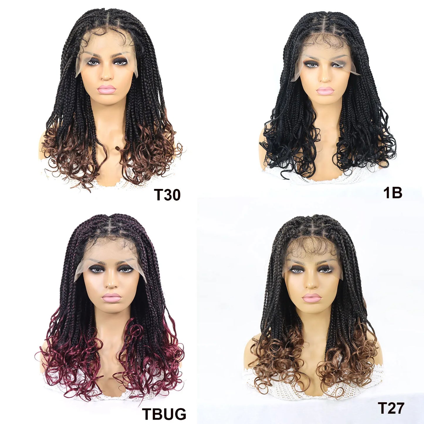 T30 Synthetic Box Braid Wigs Curly Ends Square Part Braided Lace Front Wig With Baby Hair For Women Blonde Lace Braided Wig