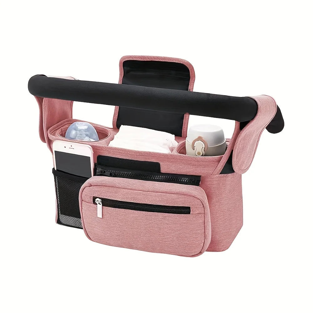 Baby Stroller Manager With Non-slip Strap And Insulated Cup Holder, Mobile Phone Baby Stroller Bag, Suitable For Uppababy,