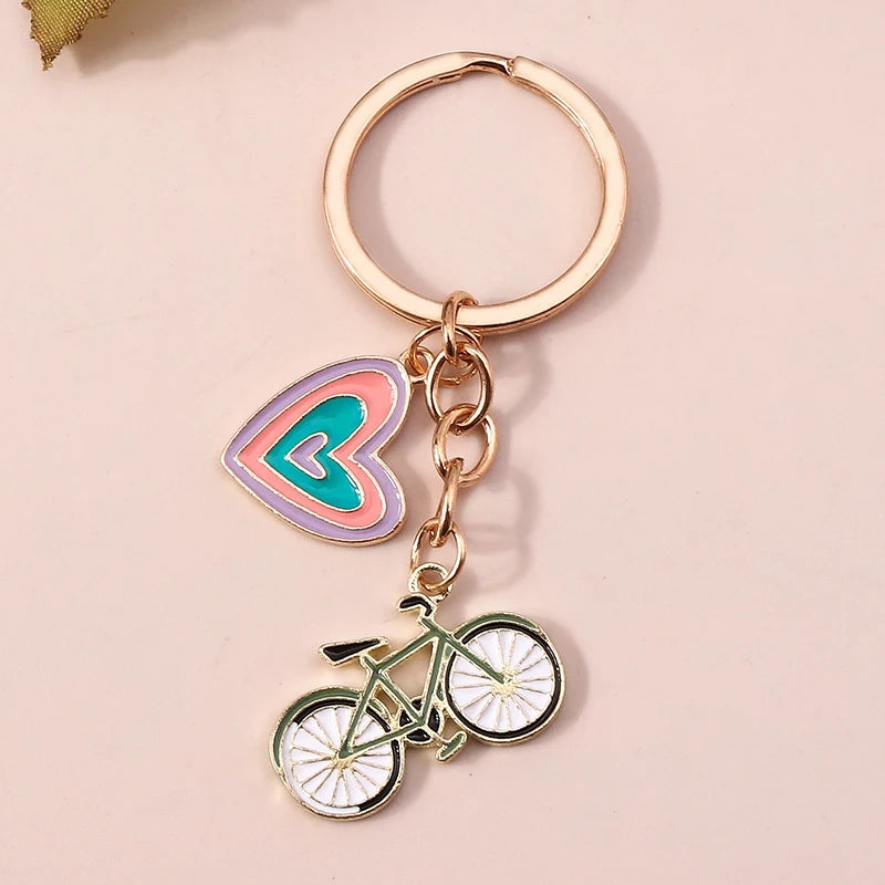 Lovely Colorful Heart Keychain Love Keyrings Valentine's Day Gift Key Chains for Women Girls Car Key Handbag Jewelry Accessories