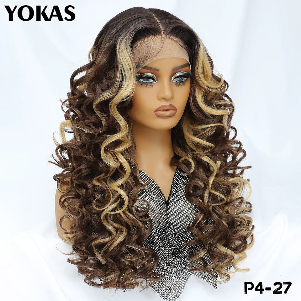 Latisha 24 Inch Synthetic Lace Front Wigs For Black Women With Hight Temperature Fiber Loose Curl Afro Lace Front Wig For Female