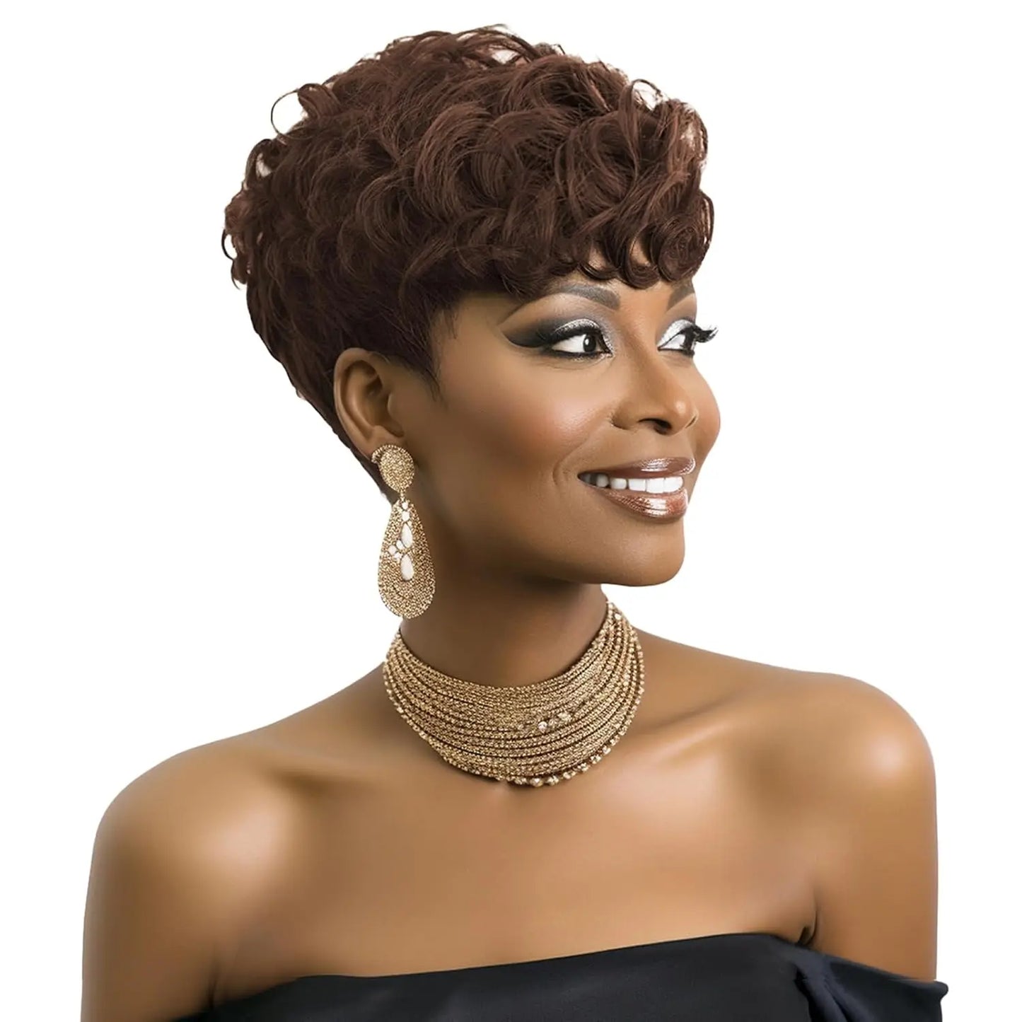 Short Pixie Wigs for Black Women Short Black Curly pixie Wigs Synthetic Hair Wigs for Black Women Natural Wavy Black pixie Cut