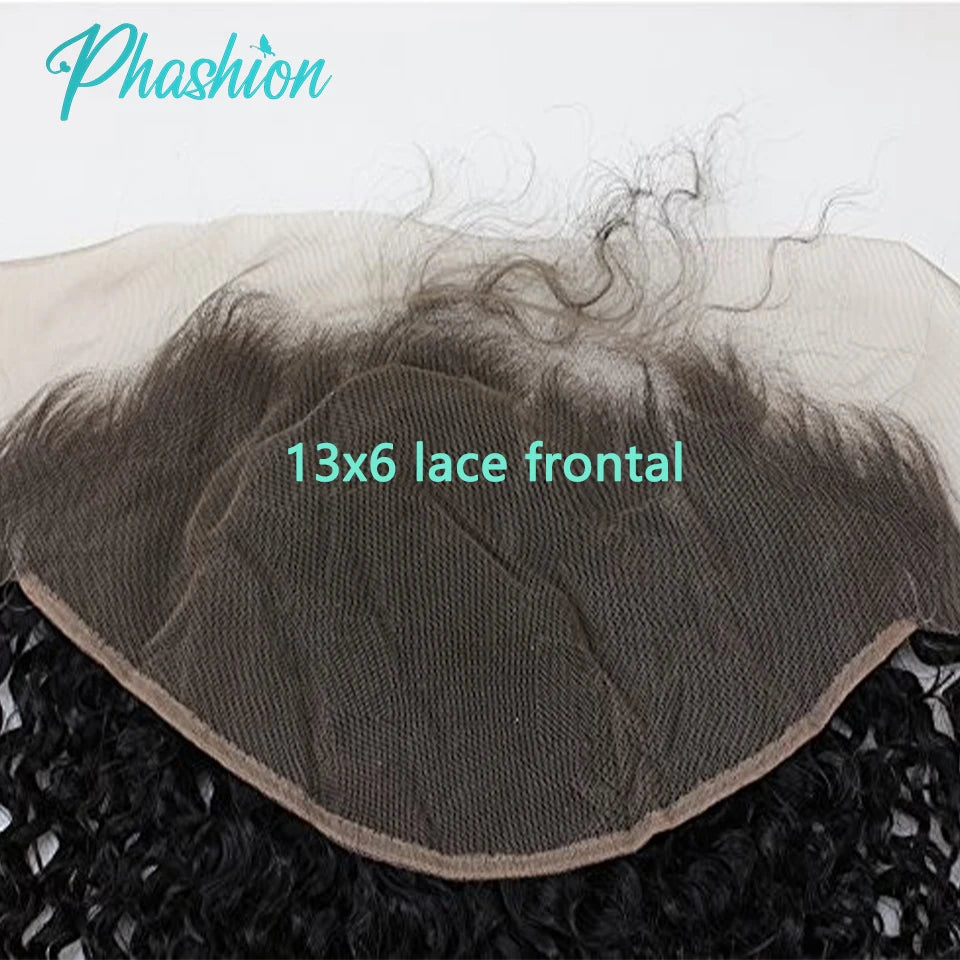 Phashion 26 28 30 Inch13x6 Lace Frontal Loose Water Curly Deep Pre Plucked Swiss HD Transparent Full Front Only 100% Human Hair