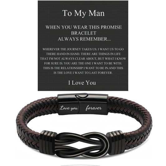 Valentine's Day Gifts for Him, Birthday Gifts for Man, To My Man Gift Bracelets for Man Leather Bracelets for Boyfriend Husband,