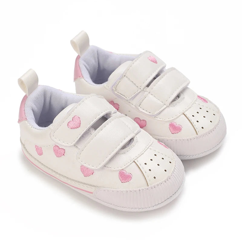 Infant Spring Shoe Newborn Infant Girls and Boys Recreational Baptism Non-Slip Walking Shoe White Soft-soled Sneaker Prewalker