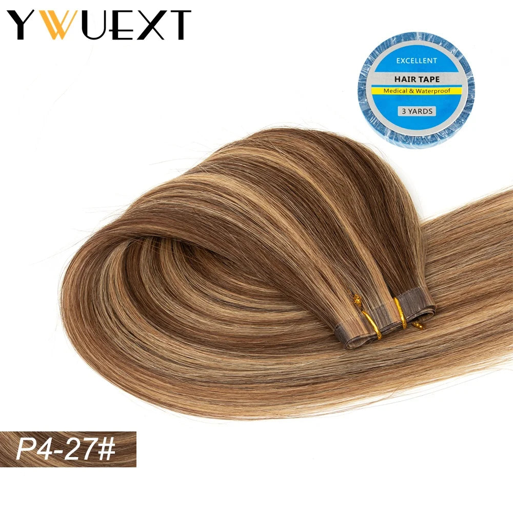 Blonde Seamless Natural Tape Weft Long PU Skin Weft Tape in Human Extensions No Glue Human Hair For Fine Hair 80cm Weft Bundles