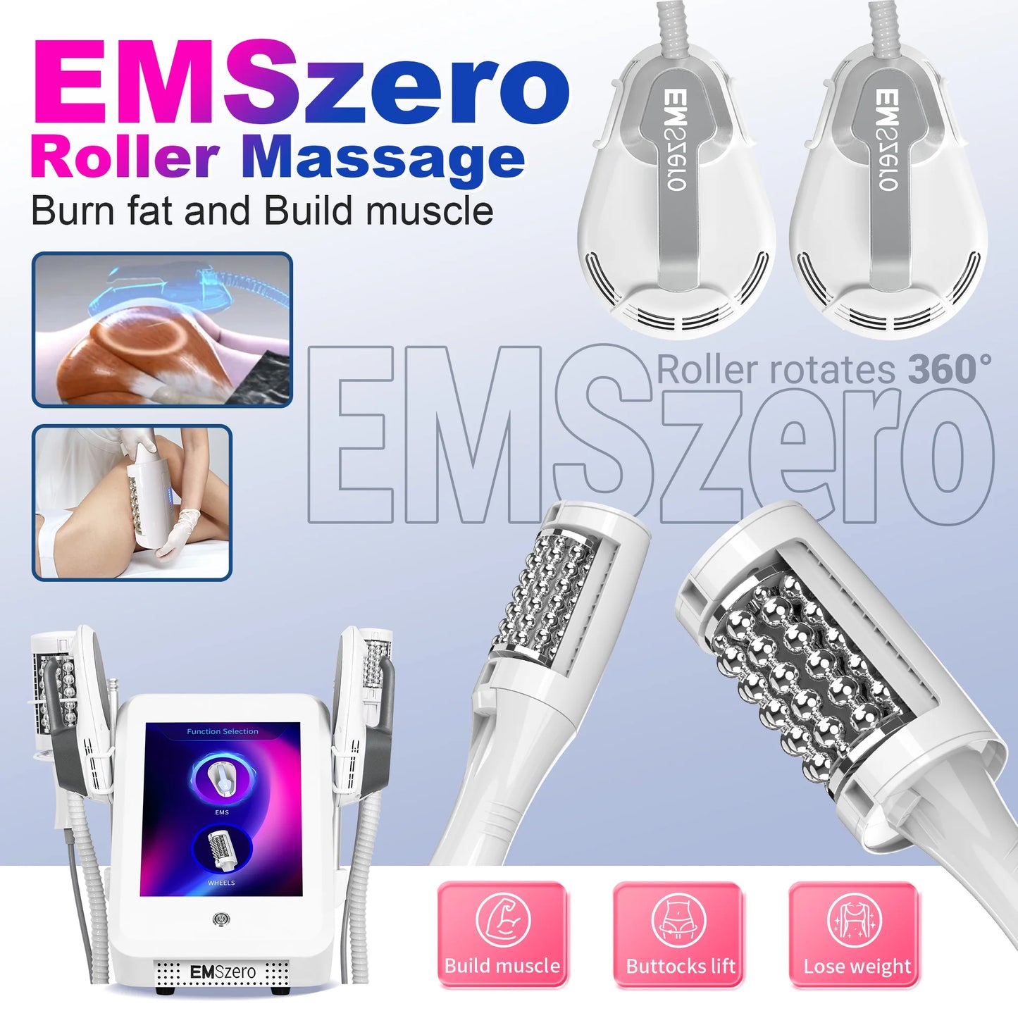 EMSzero Roller Body Sculpting Slimming Fat Burning Electromagnetic And Radio Frequency Gain Muscle Machine 15 Tesla 200HZ Salon