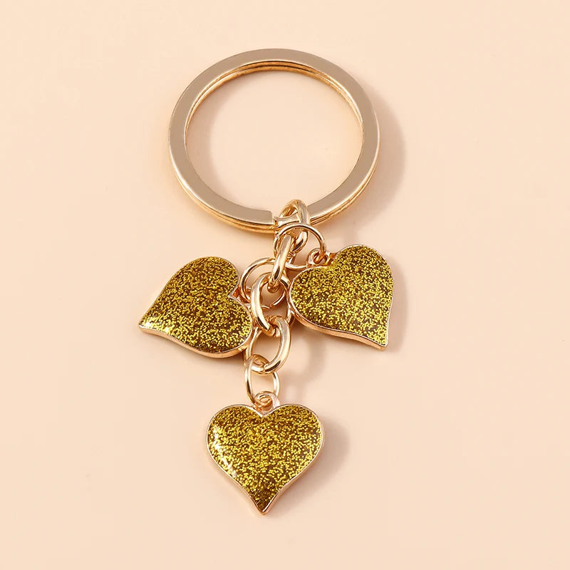 Lovely Colorful Heart Keychain Love Keyrings Valentine's Day Gift Key Chains for Women Girls Car Key Handbag Jewelry Accessories