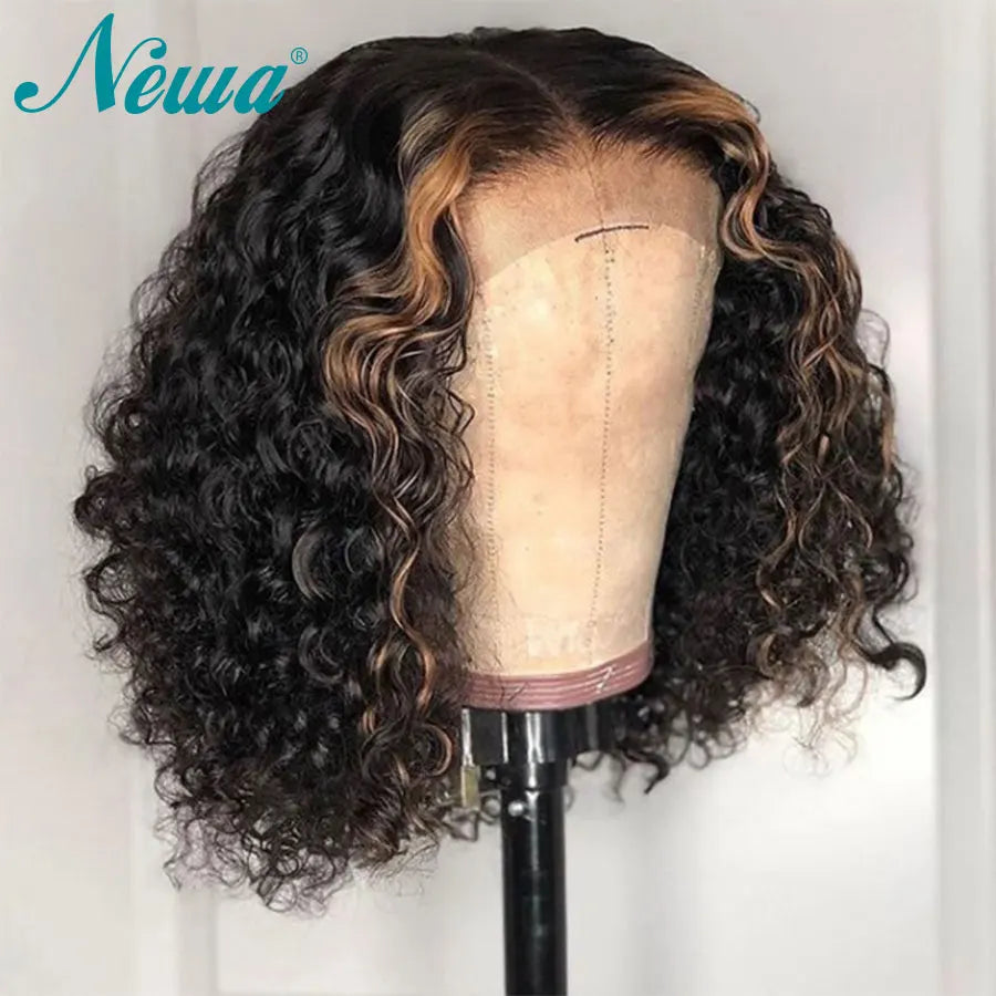 13x6 Transparent HD Lace Front Wig Curly Human Hair Wigs For Women Short Bob Peruvian Hair Wigs Pre Plucked 360 Full Lace Wig