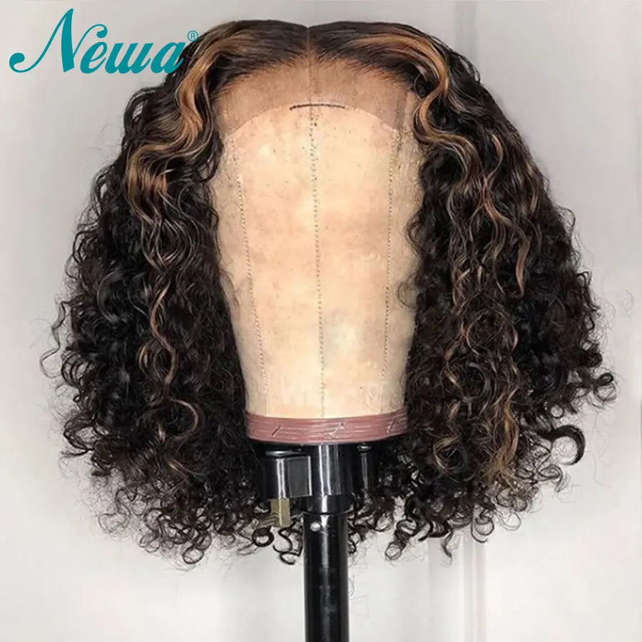 13x6 Transparent HD Lace Front Wig Curly Human Hair Wigs For Women Short Bob Peruvian Hair Wigs Pre Plucked 360 Full Lace Wig