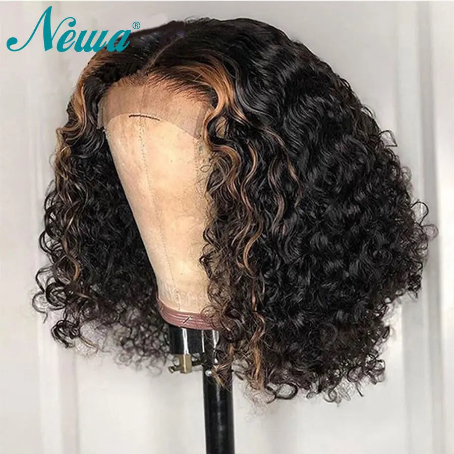 13x6 Transparent HD Lace Front Wig Curly Human Hair Wigs For Women Short Bob Peruvian Hair Wigs Pre Plucked 360 Full Lace Wig